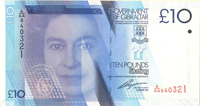Gibraltar - 10 Pounds - P-36 - 2010 dated Foreign Paper Money